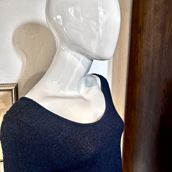 Anthopologie Navy and Black Marled Scoop Neck Swing Sweater - Small - Picture 6 of 14